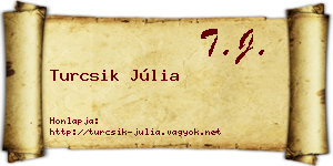 Turcsik Júlia névjegykártya